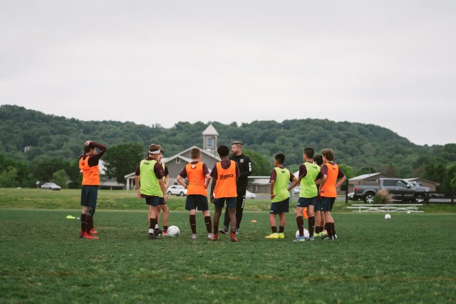 coaching a youth soccer team